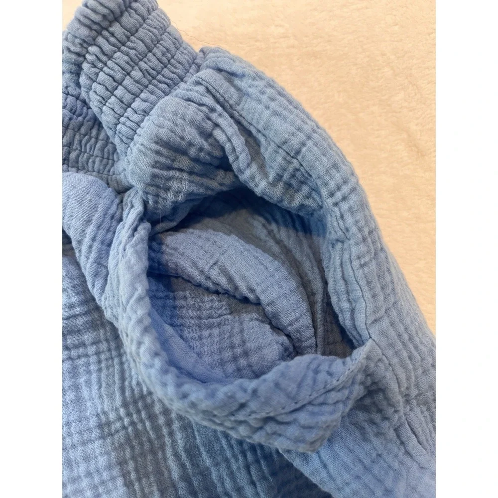 Vintage Savana Muslin Cotton Light Blue Shorts L Lightweight Soft